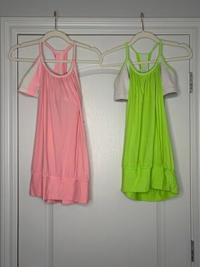 lululemon Size 2 Bundle x2 - No Limits tank tops in pink and neon green
